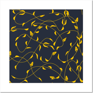 Gold floral pattern Posters and Art